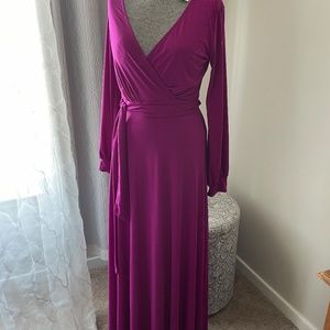 Magenta cold shoulder long sleeve maxi dress, Size 10/M-L
